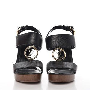 LOUIS VUITTON Calfskin Vedette Wedge Sandals